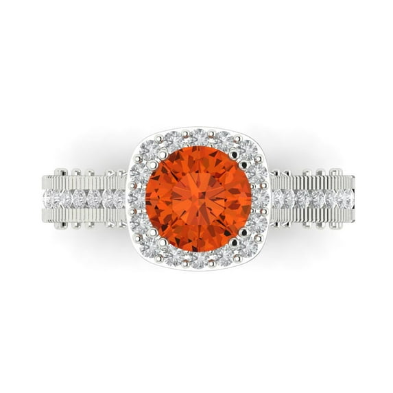 Halo Engagement Ring for Women - 2.37ct Simulated Red Diamond in 14K White Gold Promise Ring
