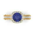 thumbnail image 1 of Halo Engagement Ring for Women - 2.37ct Simulated Tanzanite in 14K Yellow Gold Promise Ring, 1 of 6