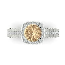 Halo Engagement Ring for Women - 2.37ct Yellow Moissanite in 18K White Gold Promise Ring