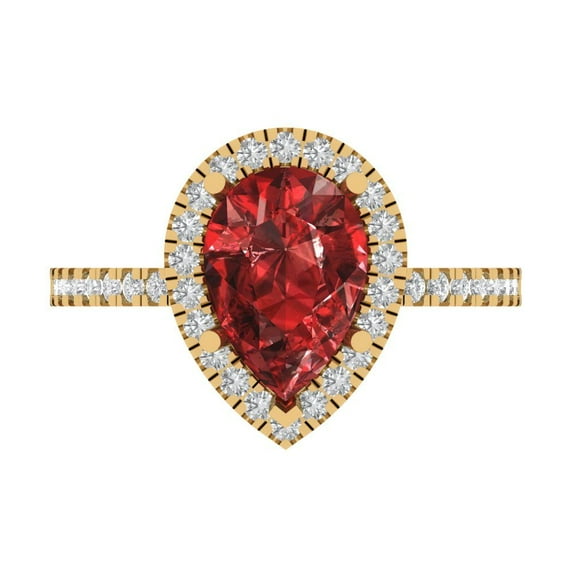 Halo Engagement Ring for Women - 2.38ct Natural Garnet in 14K Yellow Gold Promise Ring