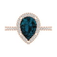 thumbnail image 1 of Halo Engagement Ring for Women - 2.38ct Natural London Blue Topaz in 14K Rose Gold Promise Ring, 1 of 7