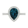 thumbnail image 1 of Halo Engagement Ring for Women - 2.38ct Natural London Blue Topaz in 14K White Gold Promise Ring, 1 of 6