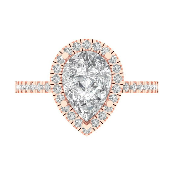 Halo Engagement Ring for Women - 2.38ct Simulated Diamond in 18K Rose Gold Promise Ring