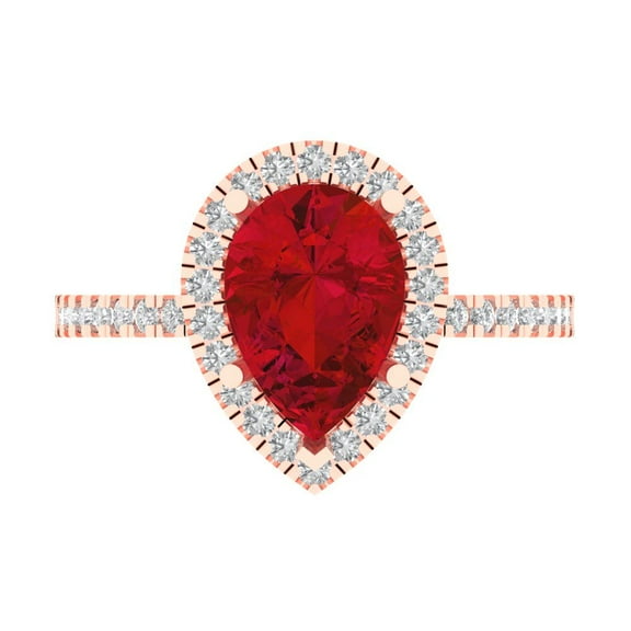 Halo Engagement Ring for Women - 2.38ct Simulated Pink Tourmaline in 18K Rose Gold Promise Ring