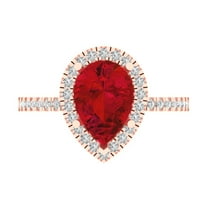 Halo Engagement Ring for Women - 2.38ct Simulated Pink Tourmaline in 18K Rose Gold Promise Ring