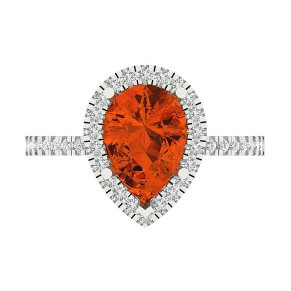 Halo Engagement Ring for Women - 2.38ct Simulated Red Diamond in 14K White Gold Promise Ring