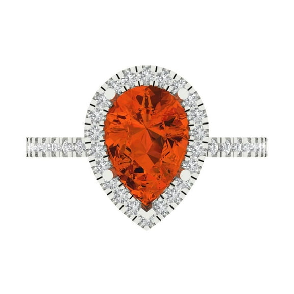 Halo Engagement Ring for Women - 2.38ct Simulated Red Diamond in 18K White Gold Promise Ring