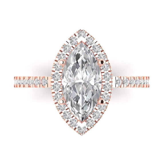 Halo Engagement Ring for Women - 2.38ct White Sapphire in 14K Rose Gold Promise Ring