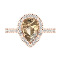 Halo Engagement Ring for Women - 2.38ct Yellow Moissanite in 18K Rose Gold Promise Ring