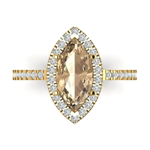Halo Engagement Ring for Women - 2.38ct Yellow Moissanite in 18K Yellow Gold Promise Ring