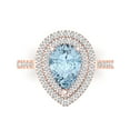 thumbnail image 1 of Halo Engagement Ring for Women - 2.48ct Natural Aquamarine in 14K Rose Gold Promise Ring, 1 of 6
