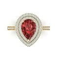 thumbnail image 1 of Halo Engagement Ring for Women - 2.48ct Natural Garnet in 14K Yellow Gold Promise Ring, 1 of 6