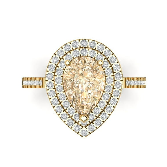 Halo Engagement Ring for Women - 2.48ct Natural Morganite in 14K Yellow Gold Promise Ring