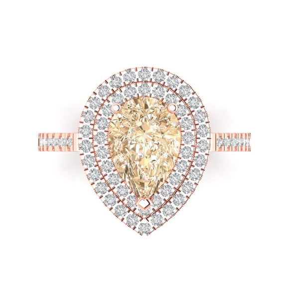 Halo Engagement Ring for Women - 2.48ct Natural Morganite in 18K Rose Gold Promise Ring