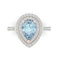 thumbnail image 1 of Halo Engagement Ring for Women - 2.48ct Natural Swiss Blue Topaz in 14K White/Rose Gold Promise Ring, 1 of 6
