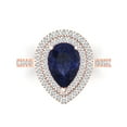 thumbnail image 1 of Halo Engagement Ring for Women - 2.48ct Simulated Blue Sapphire in 14K Rose Gold Promise Ring, 1 of 6