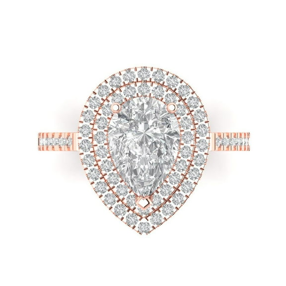 Halo Engagement Ring for Women - 2.48ct Simulated Diamond in 18K Rose Gold Promise Ring