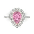 thumbnail image 1 of Halo Engagement Ring for Women - 2.48ct Simulated Pink Diamond in 14K White/Rose Gold Promise Ring, 1 of 7