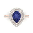 thumbnail image 1 of Halo Engagement Ring for Women - 2.48ct Simulated Tanzanite in 14K Rose Gold Promise Ring, 1 of 6