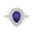 thumbnail image 1 of Halo Engagement Ring for Women - 2.48ct Simulated Tanzanite in 14K White/Rose Gold Promise Ring, 1 of 7