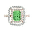 thumbnail image 1 of Halo Engagement Ring for Women - 2.62ct Simulated Green Diamond in 14K Rose/White Gold Promise Ring, 1 of 6