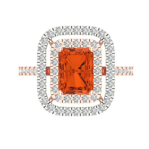 Halo Engagement Ring for Women - 2.62ct Simulated Red Diamond in 14K Rose/White Gold Promise Ring