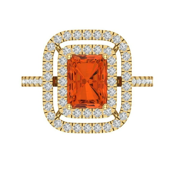 Halo Engagement Ring for Women - 2.62ct Simulated Red Diamond in 14K Yellow Gold Promise Ring
