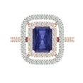 thumbnail image 1 of Halo Engagement Ring for Women - 2.62ct Simulated Tanzanite in 14K Rose/White Gold Promise Ring, 1 of 8