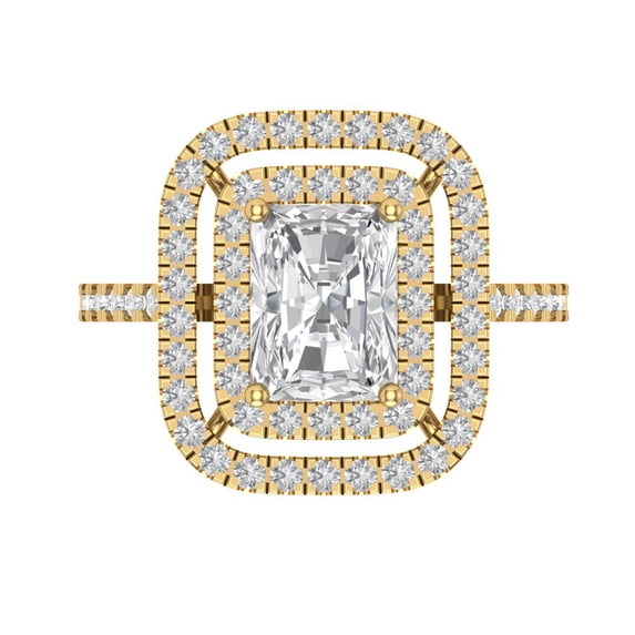 Halo Engagement Ring for Women - 2.62ct White Sapphire in 14K Yellow Gold Promise Ring