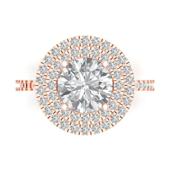 Halo Engagement Ring for Women - 2.6ct Simulated Diamond in 14K Rose Gold Promise Ring