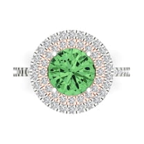 Halo Engagement Ring for Women - 2.6ct Simulated Green Diamond in 18K White/Rose Gold Promise Ring