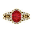 thumbnail image 1 of Halo Engagement Ring for Women - 2.6ct Simulated Pink Tourmaline in 14K Yellow Gold Promise Ring, 1 of 7