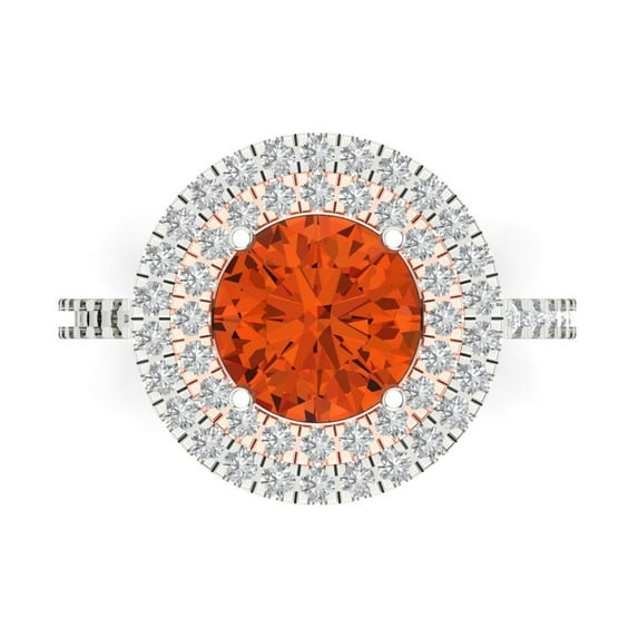 Halo Engagement Ring for Women - 2.6ct Simulated Red Diamond in 14K White/Rose Gold Promise Ring