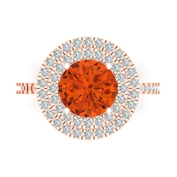 Halo Engagement Ring for Women - 2.6ct Simulated Red Diamond in 18K Rose Gold Promise Ring