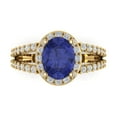 thumbnail image 1 of Halo Engagement Ring for Women - 2.6ct Simulated Tanzanite in 18K Yellow Gold Promise Ring, 1 of 6