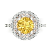 Halo Engagement Ring for Women - 2.6ct Simulated Yellow Diamond in 18K White/Rose Gold Promise Ring