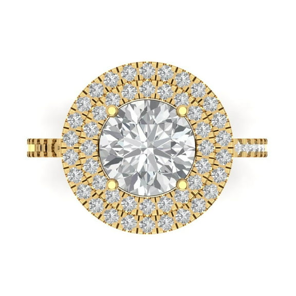 Halo Engagement Ring for Women - 2.6ct White Sapphire in 18K Yellow Gold Promise Ring