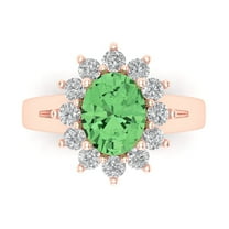 Halo Engagement Ring for Women - 2.72ct Simulated Green Diamond in 18K Rose Gold Promise Ring