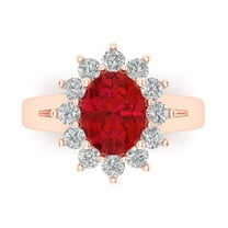 Halo Engagement Ring for Women - 2.72ct Simulated Ruby in 18K Rose Gold Promise Ring
