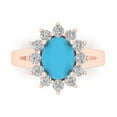 thumbnail image 1 of Halo Engagement Ring for Women - 2.72ct Simulated Turquoise in 18K Rose Gold Promise Ring, 1 of 6