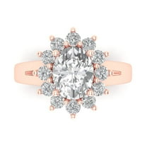 Halo Engagement Ring for Women - 2.72ct White Sapphire in 18K Rose Gold Promise Ring