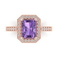 thumbnail image 1 of Halo Engagement Ring for Women - 2.78ct Simulated Alexandrite in 18K Rose Gold Promise Ring, 1 of 6