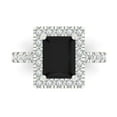 thumbnail image 1 of Halo Engagement Ring for Women - 3.84ct Natural Onyx in 18K White Gold Promise Ring, 1 of 6