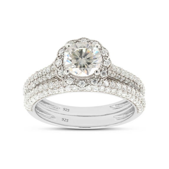 Halo Engagement Wedding Bridal Ring Set Round Cut Lab Created ...