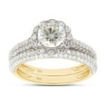 thumbnail image 1 of Halo Engagement Wedding Bridal Ring Set Round Cut Lab Created Moissanite Diamond In 14K Yellow Gold Over Sterling Silver(G-H Color,VVS1 Clarity,1.50 Cttw)-6, 1 of 8