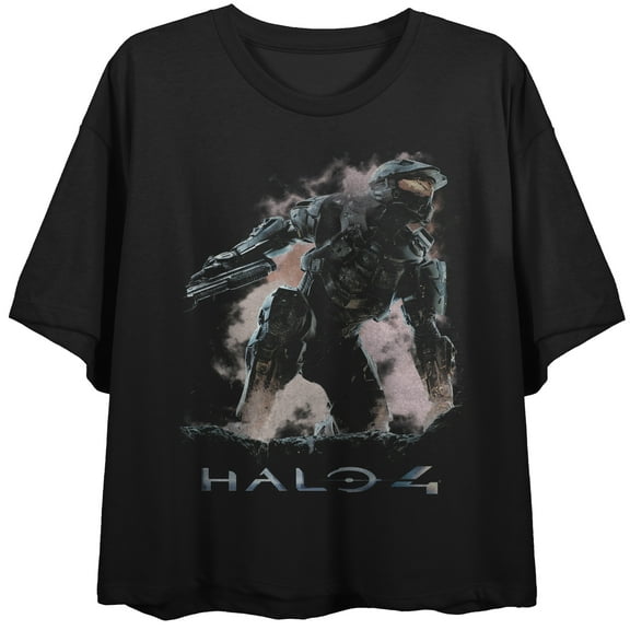 Halo Franchise Master Chief Women's Black Cropped Tee-Large