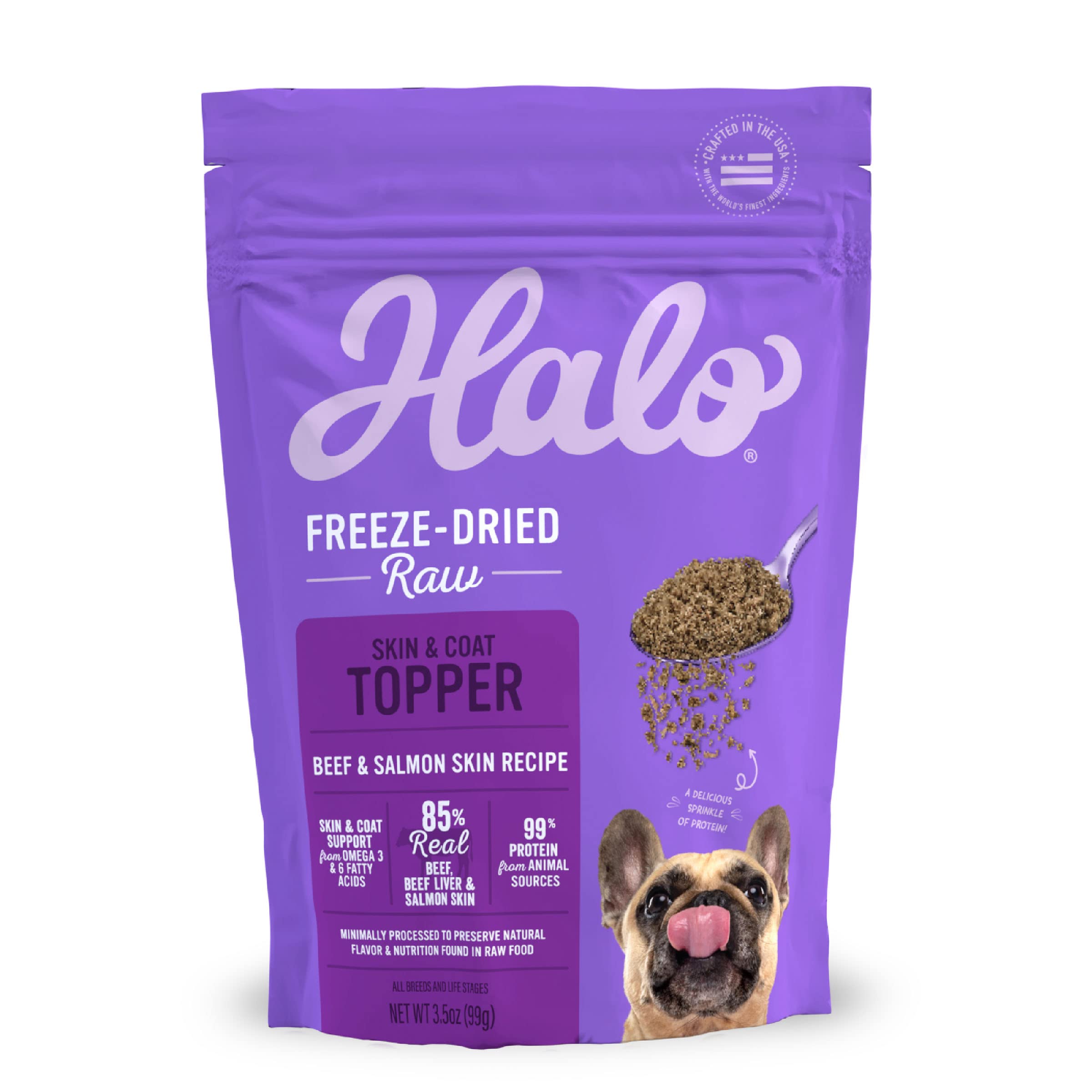 Halo Freeze Dried Raw OIF8 Skin & Coat Topper, Beef and Salmon Skin