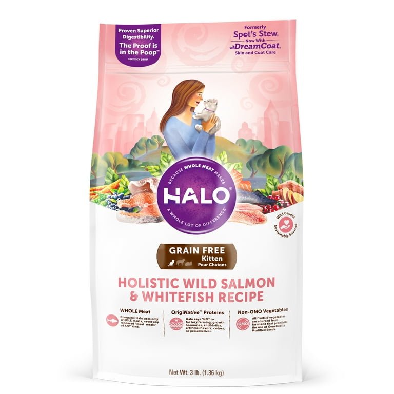 Halo Grain Free Natural Dry Cat Food Kitten Wild Salmon Whitefish Recipe 3 Pound Bag Walmart