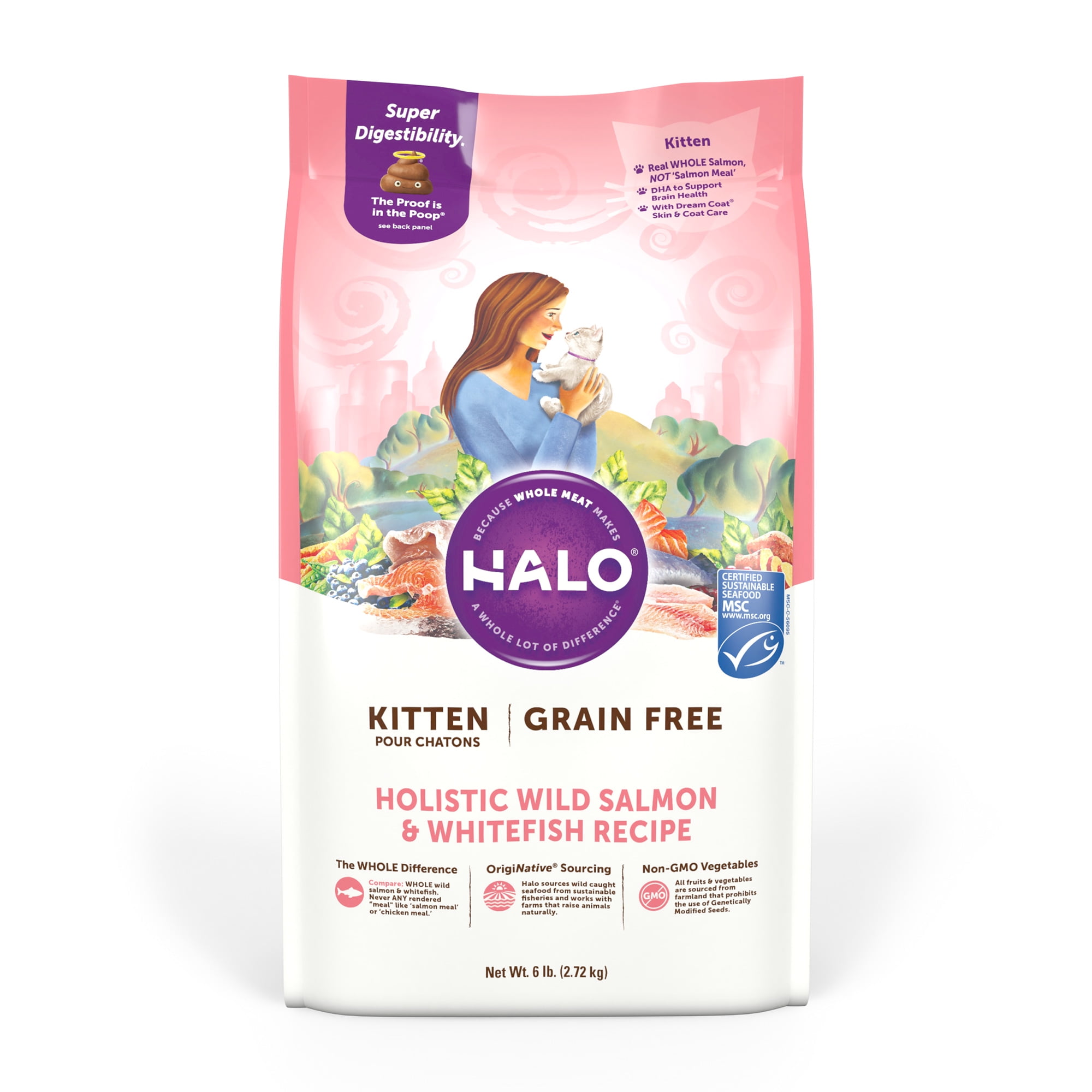 Halo Grain Free Natural Dry Cat Food, Kitten Wild Salmon & Whitefish