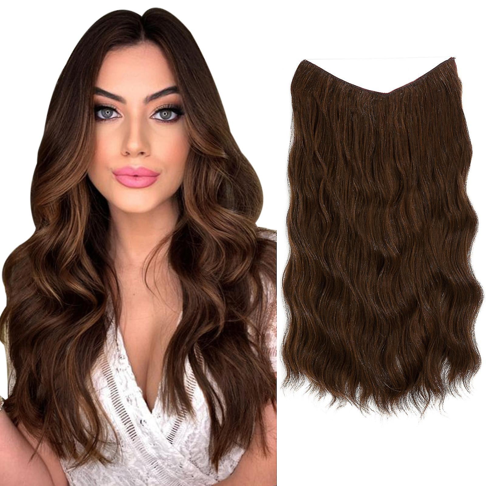 Halo Hair Extensions Invisible Wire Wavy Curly Long Synthetic ...